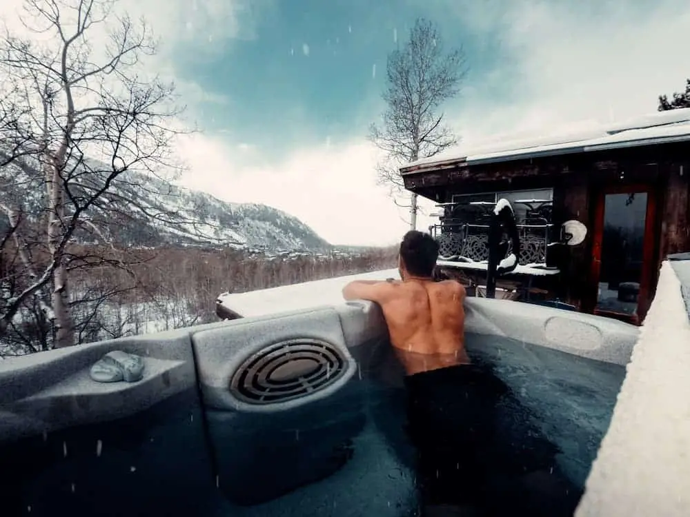 hot tub during the winter