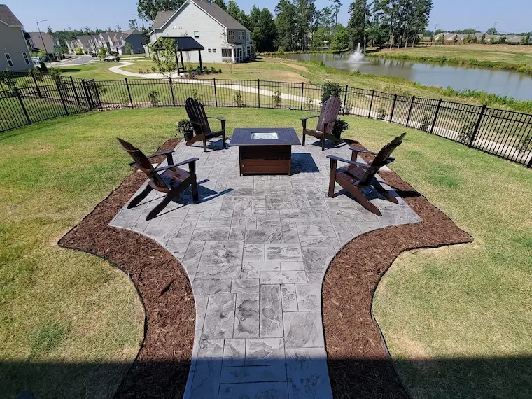 concrete pad with chairs