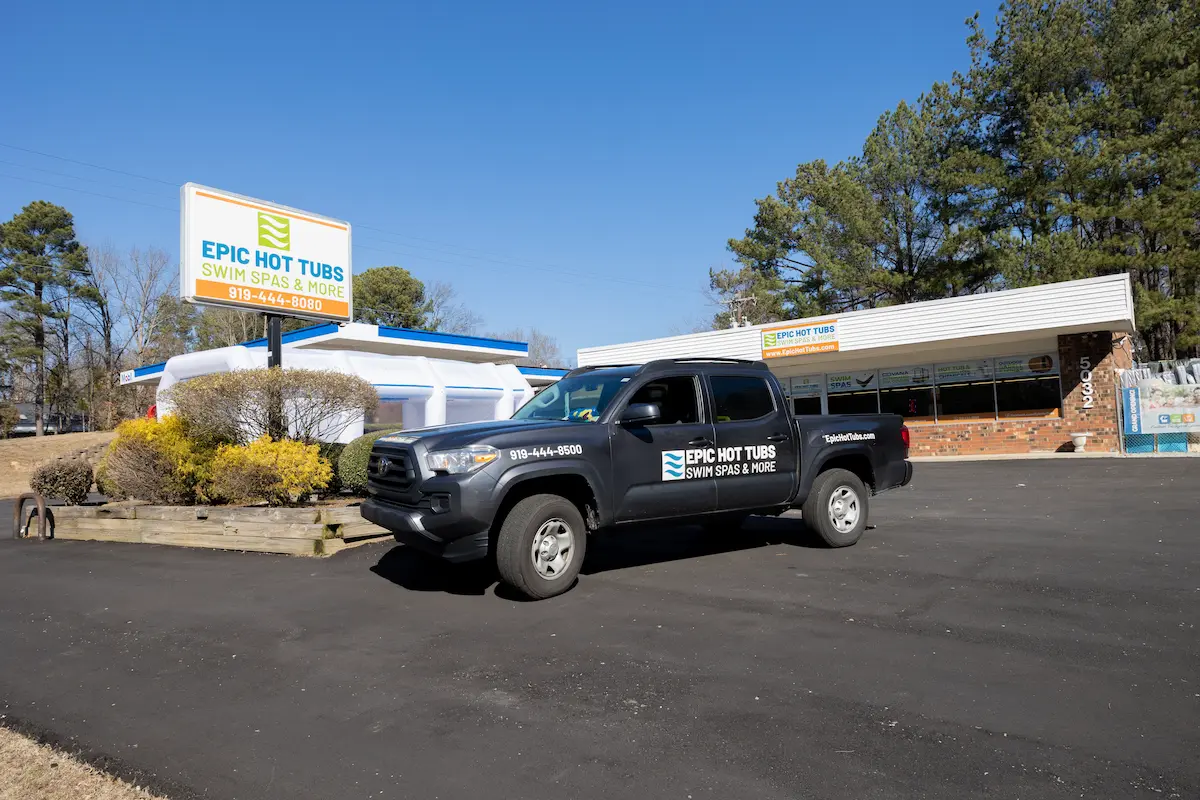 Epic Hot Tubs service truck for hot tub warranty service visits