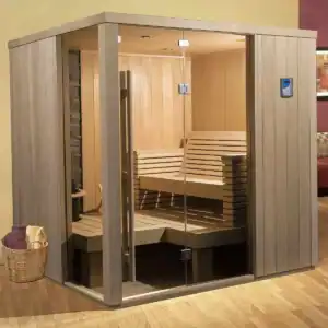 Finnleo sauna interior cleaned with a soft cloth