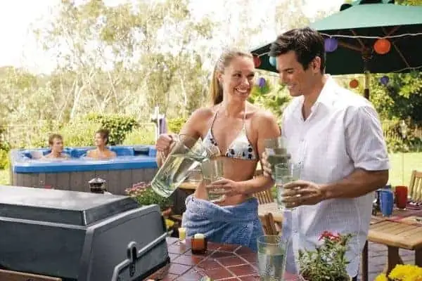 Friends enjoying a hot tub party
