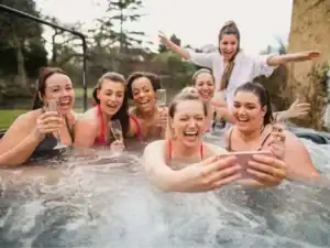 hot tub party in a swim spa