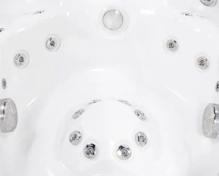 Interior of the Mont Blanc hot tub showing seats and massage jets