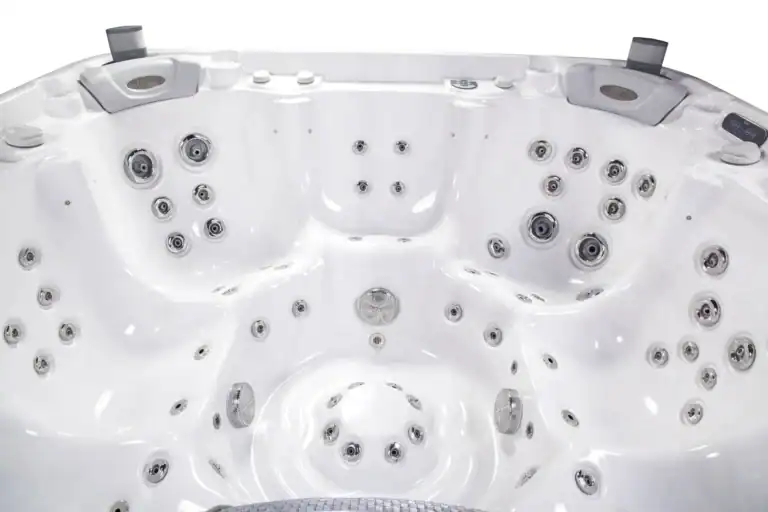 Close up of the Mont Blanc hot tub jet layout and headrest