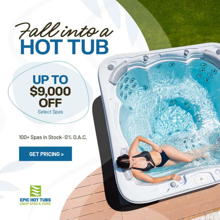 Fall Into a Hot Tub sale at Epic Hot Tubs - up to $9,000 off select spas